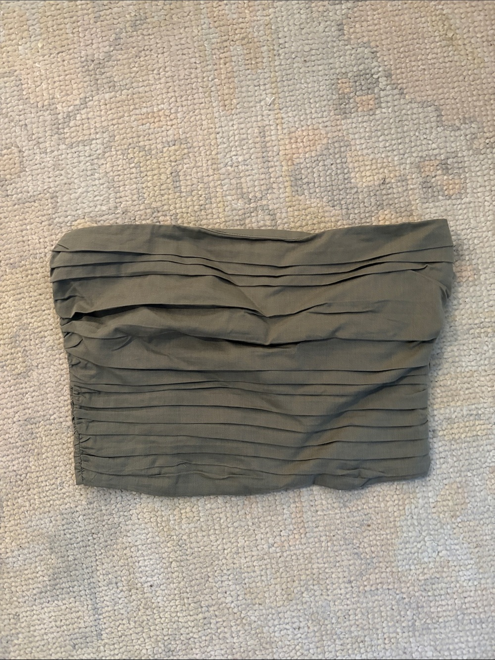 Mango Olive Strapless Ruched Pencil Skirt